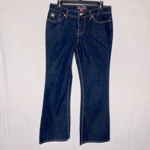 Vintage Y2K Glo Jeans  Dark Wash Mid Rise Boot Cut Flare Jeans 9 Clean Girl